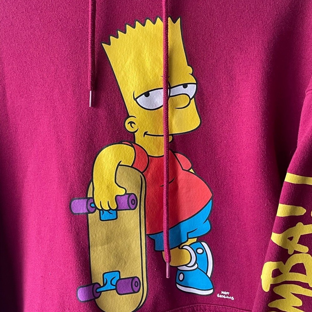 Red Bart Simpson Skateboarding Pullover Sweater - Picture 4 of 6